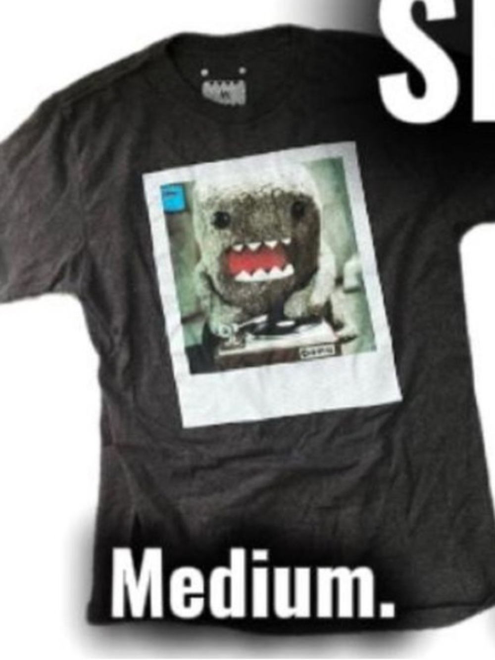 Black Short Sleeve Graphic Tee with Domo Character - Medium